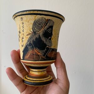 Pythagora’s Cup Greek Ceramic Pottery Cup of Justice Greek Roman God Zeus 4.33in